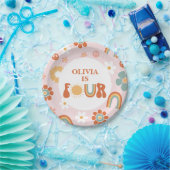 Hippie Rainbow Groovy 4e verjaardag Papieren Bordje (Feest)