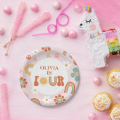 Hippie Rainbow Groovy 4e verjaardag Papieren Bordje (Feest)