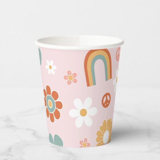 Hippie Rainbow Groovy Birthday Papieren Bekers (Links)