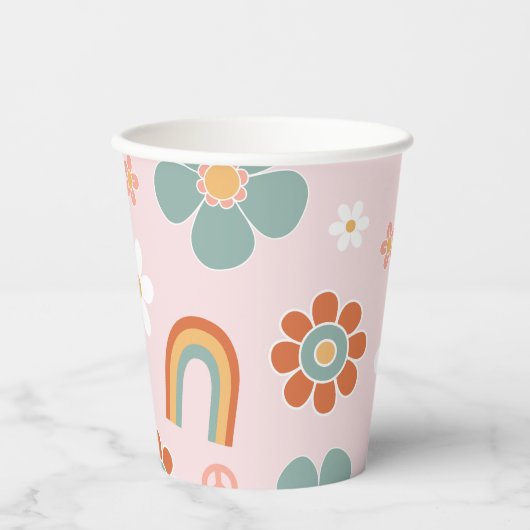 Hippie Rainbow Groovy Birthday Papieren Bekers (Voorkant)