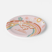 Hippie Rainbow Groovy One 1e verjaardag Papieren Bordje (Gekanteld)