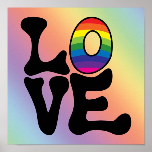 Hippie Rainbow Love Text Poster (Voorkant)