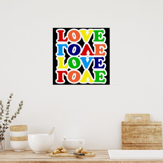Hippie Rainbow Love Valentijnsdag Poster (Keuken)