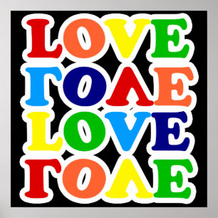 Hippie Rainbow Love Valentijnsdag Poster