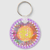 Hippie Rainbow Sunflower Sleutelhanger (Voorkant)