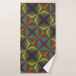 Hippie Red Blue Yellow Green Ethnic Trippy Earthy Badhanddoek