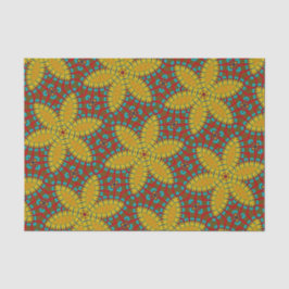 Hippie Red Blue Yellow Green Ethnic Trippy Floral Tissuepapier