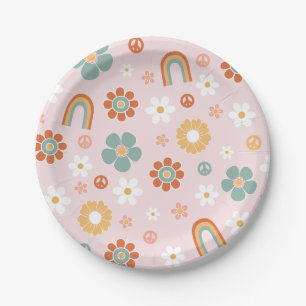 Hippie Regenboog Groovy Verjaardag Papieren Borden Bordje