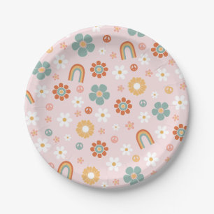 Hippie Regenboog Groovy Verjaardag Papieren Borden Bordje