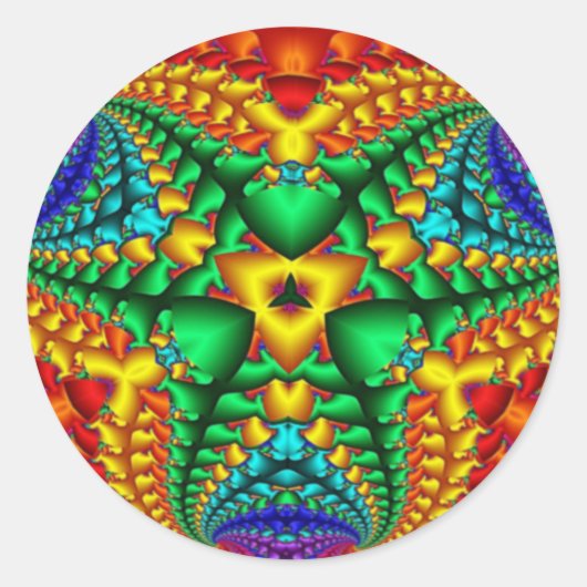Hippie regenboog psychedelische fractal ronde sticker (Voorkant)
