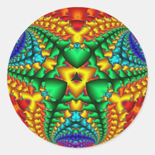 Hippie regenboog psychedelische fractal ronde sticker