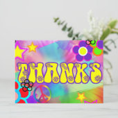 Hippie regenboog retro bedankkaart kaart (Staand voorkant)