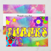 Hippie regenboog retro bedankkaart kaart (Voorkant / Achterkant)