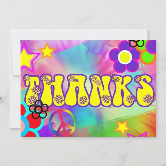 Hippie regenboog retro dank je kaart (Voorkant)