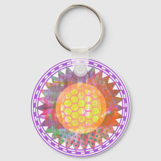 Hippie Regenboog Zonnebloem Sleutelhanger