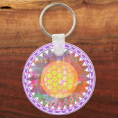 Hippie Regenboog Zonnebloem Sleutelhanger (Voorkant)