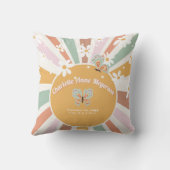 Hippie Retro 70s Sunshine Daisy Baby Birth Stats Kussen (Achterkant)
