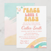 Hippie Retro Baby shower Groovy Pastels Peace Love Kaart (Voorkant / Achterkant)
