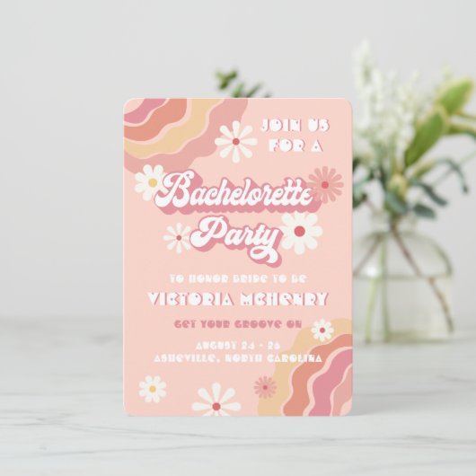 Hippie Retro Bachelorette Party Weekend Kaart (Staand voorkant)