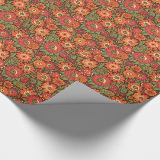 Hippie Retro Bloemen Cadeaupapier (Hoek)