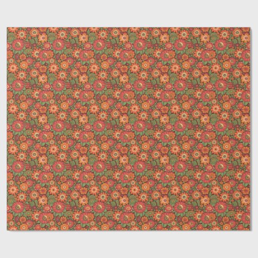 Hippie Retro Bloemen Cadeaupapier (Vlak)