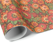 Hippie Retro Bloemen Cadeaupapier (Rol Hoek)