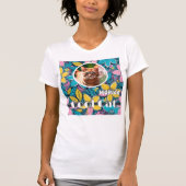 Hippie Retro Bloemen Groovy Cool Pet Foto Kat T-shirt (Voorkant)