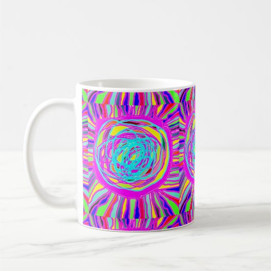 Hippie Retro chill out abstracte kunst Koffiemok (Links)
