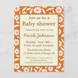 Hippie retro daisy baby shower uitnodiging briefkaart