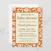 Hippie retro daisy baby shower uitnodiging briefkaart (Voorkant / Achterkant)