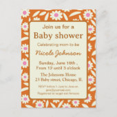 Hippie retro daisy baby shower uitnodiging briefkaart (Voorkant)