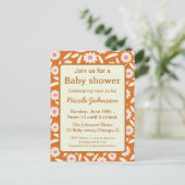 Hippie retro daisy baby shower uitnodiging briefkaart (Staand voorkant)