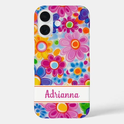 Hippie Retro Groovy Bloemstuk Persoonlijk Case-Mate iPhone Case (Achterkant)