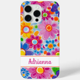 Hippie Retro Groovy Bloemstuk Persoonlijk iPhone 15 Pro Max Hoesje