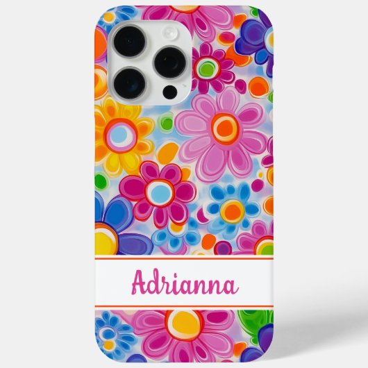 Hippie Retro Groovy Bloemstuk Persoonlijk Case-Mate iPhone Case (Achterkant)