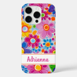 Hippie Retro Groovy Florale Gepersonaliseerd iPhone 16 Pro Hoesje