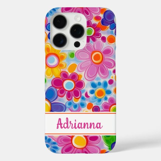 Hippie Retro Groovy Florale Gepersonaliseerd Case-Mate iPhone Case (Achterkant)