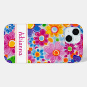 Hippie Retro Groovy Florale Gepersonaliseerd Case-Mate iPhone Case (Achterkant (horizontaal))