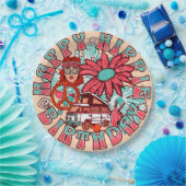 Hippie Retro  Kleuren Verjaardag Papieren Bordje (Feest)