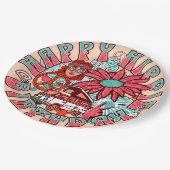 Hippie Retro  Kleuren Verjaardag Papieren Bordje (Gekanteld)