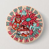 Hippie Retro  Kleuren Verjaardag Ronde Button 7,6 Cm (Voorkant)