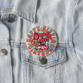 Hippie Retro  Kleuren Verjaardag Ronde Button 7,6 Cm (In situ)