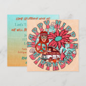 Hippie Retro  Kleuren Verjaardag Uitnodigen Kaart (Voorkant / Achterkant)