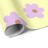 Hippie Retro Paars geel bloemige Y2K-patroon Cadeaupapier (Rol Hoek)