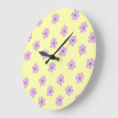 Hippie Retro Paars geel bloemige Y2K-patroon Grote Klok (Hoek)