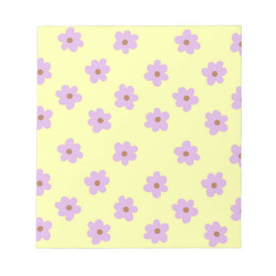 Hippie Retro Paarse Gele Bloem Y2K Patroon Notitieblok
