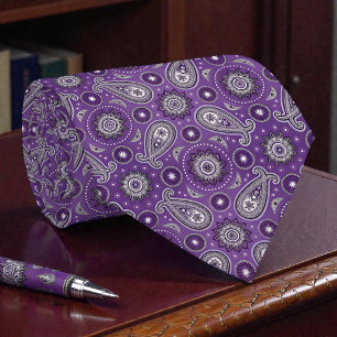 Hippie Retro Paarse Paisley Necktie Knoop Stropdas