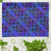 Hippie Retro Patroon Blauw Paarse Gepersonaliseerd Theedoek (Gevouwen)