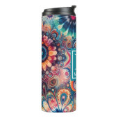 Hippie Retro Stropdas-kleurstof monogram Thermosbeker (Gedraaid links)