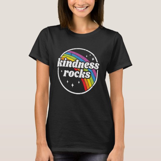 Hippie Retro Teacher Anti Bullying Rainbow Kindnes T-shirt (Voorkant)